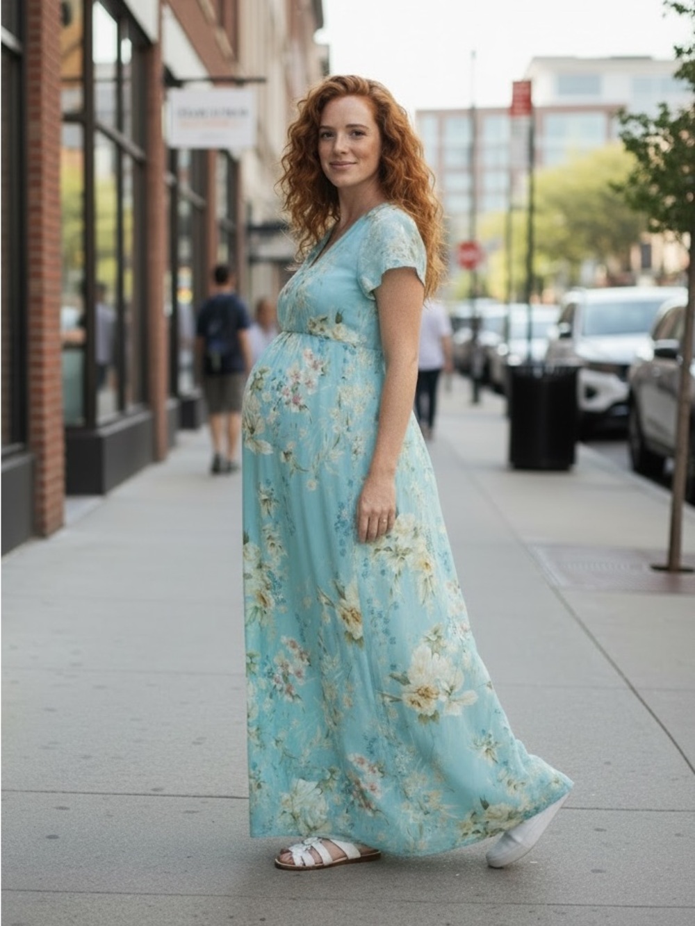 Motherhood Light Blue Floral Maternity Maxi Dress